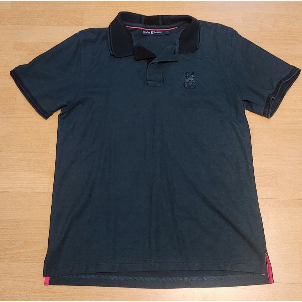 Men's Psycho Bunny Size 5 (Fits a Small) Deep Green Polo Green Pink Embroidered